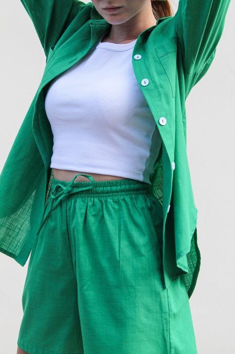 Комплект Легкість, Зелений, xS/S, З шортиками, сорочка+шорти